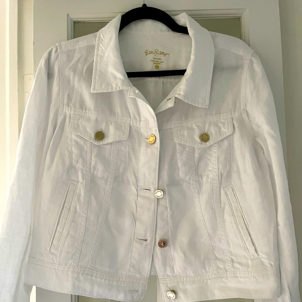 Lilly Pulitzer white jean jacket L